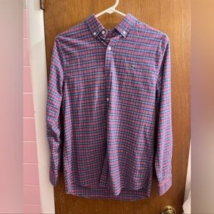 Vineyard Vines Blue Red Plaid Flannel Whale Shirt Button Down Xl(18)